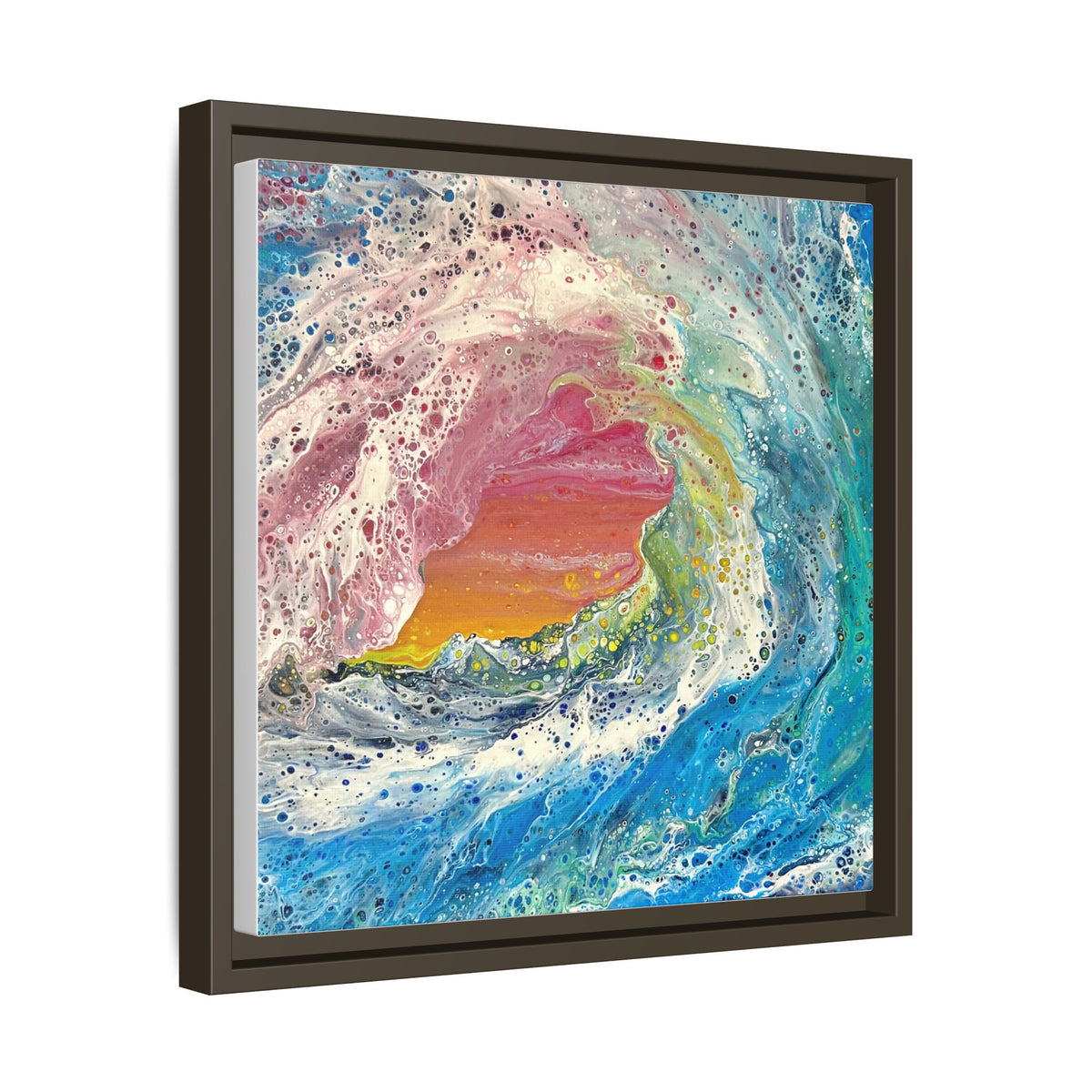 Abstract Ocean Wave Framed Canvas Print — Colorful Coastal Wall Art