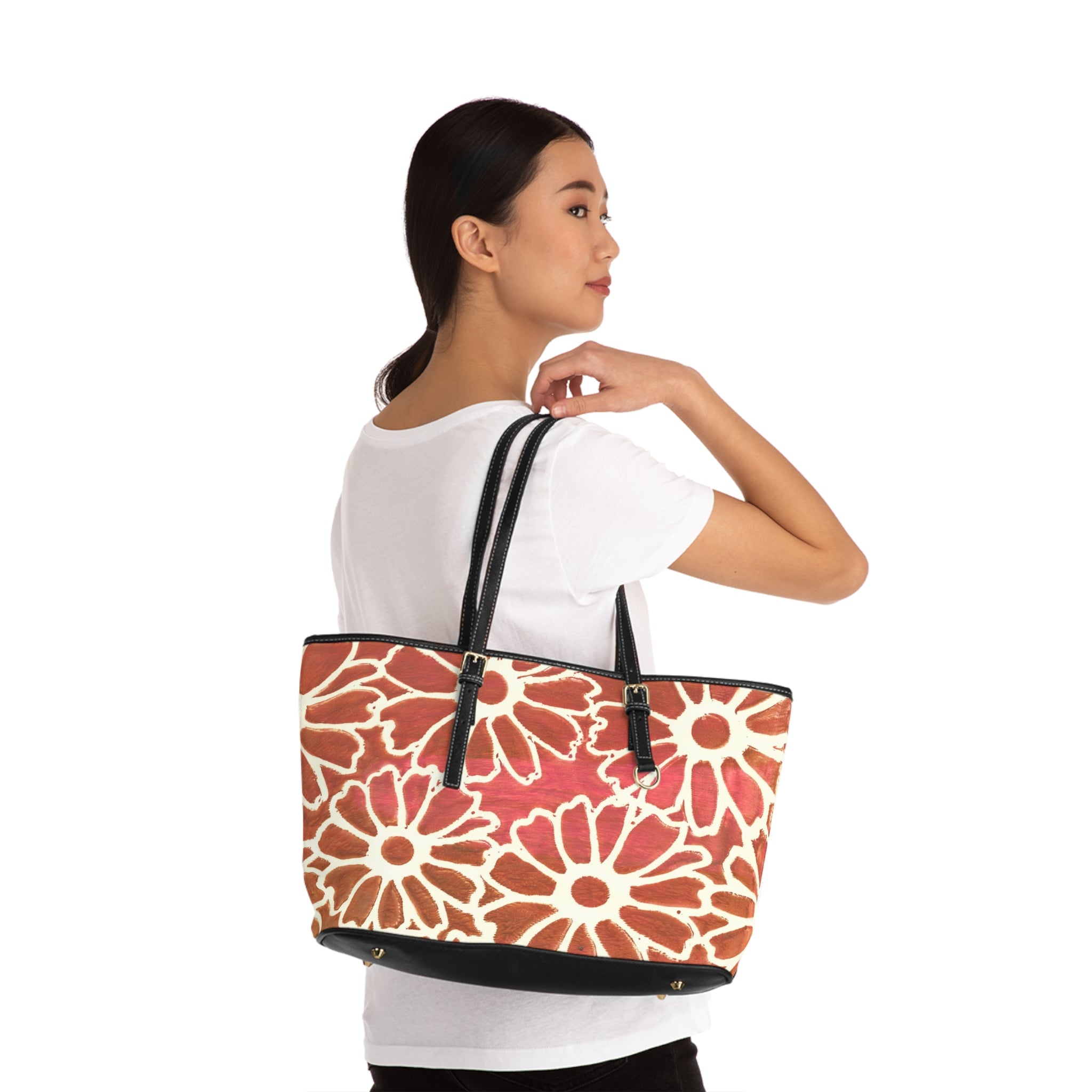 Floral Watercolor PU Leather Shoulder Bag