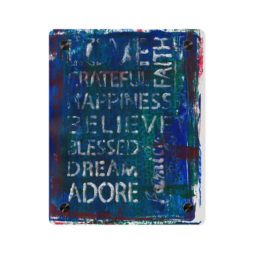 Inspirational Words Acrylic Wall Art Panel — "Grateful, Happiness, Believe" Modern Positive Quote Decor