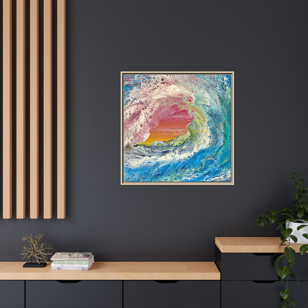 Abstract Ocean Wave Framed Canvas Print — Colorful Coastal Wall Art