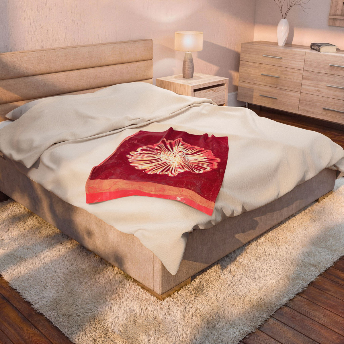 Velveteen Plush Blanket — Pink Floral Burst Throw
