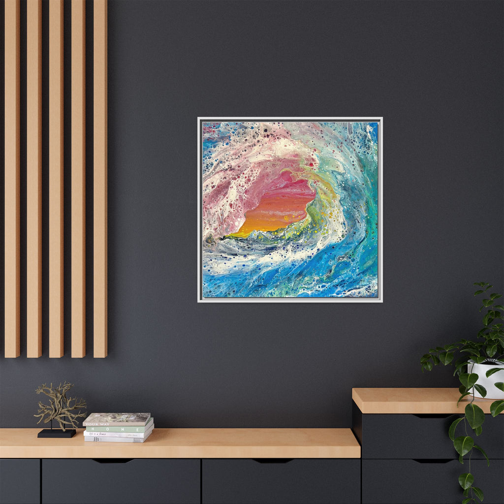 Abstract Ocean Wave Framed Canvas Print — Colorful Coastal Wall Art