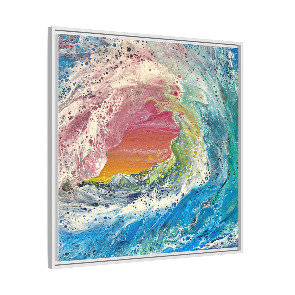 Abstract Ocean Wave Framed Canvas Print — Colorful Coastal Wall Art