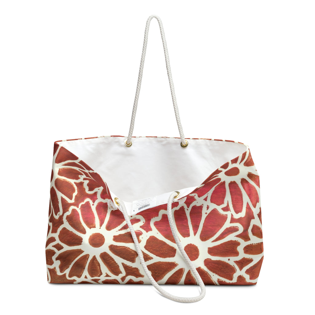 Floral Batik Weekender Bag - Sunburst Daisy Travel Tote
