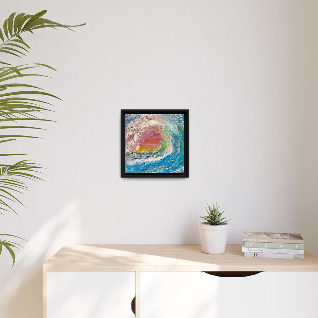 Abstract Ocean Wave Framed Canvas Print — Colorful Coastal Wall Art