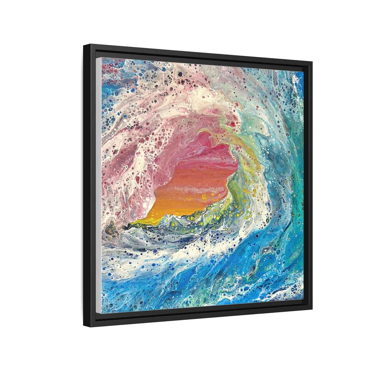 Abstract Ocean Wave Framed Canvas Print — Colorful Coastal Wall Art