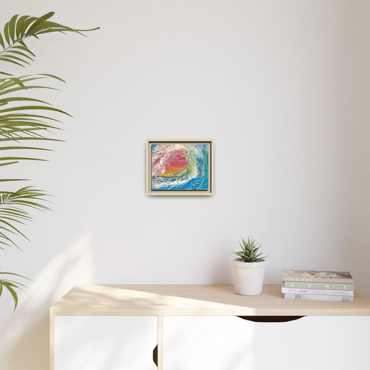 Abstract Ocean Wave Framed Canvas Print — Colorful Coastal Wall Art