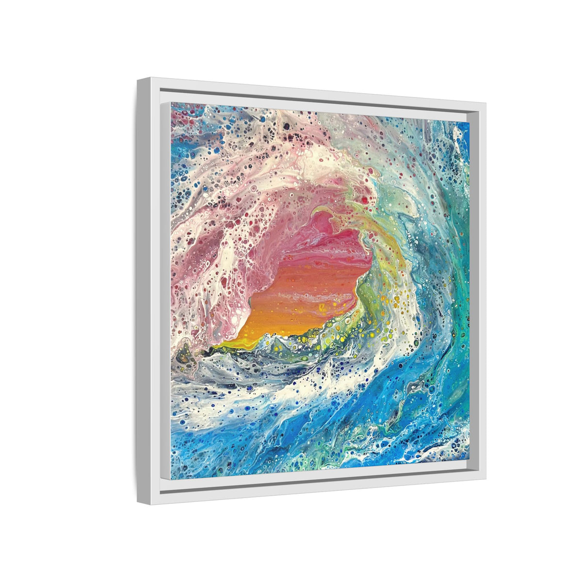 Abstract Ocean Wave Framed Canvas Print — Colorful Coastal Wall Art