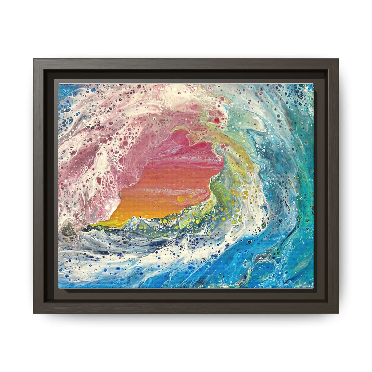 Abstract Ocean Wave Framed Canvas Print — Colorful Coastal Wall Art
