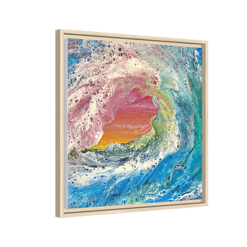 Abstract Ocean Wave Framed Canvas Print — Colorful Coastal Wall Art