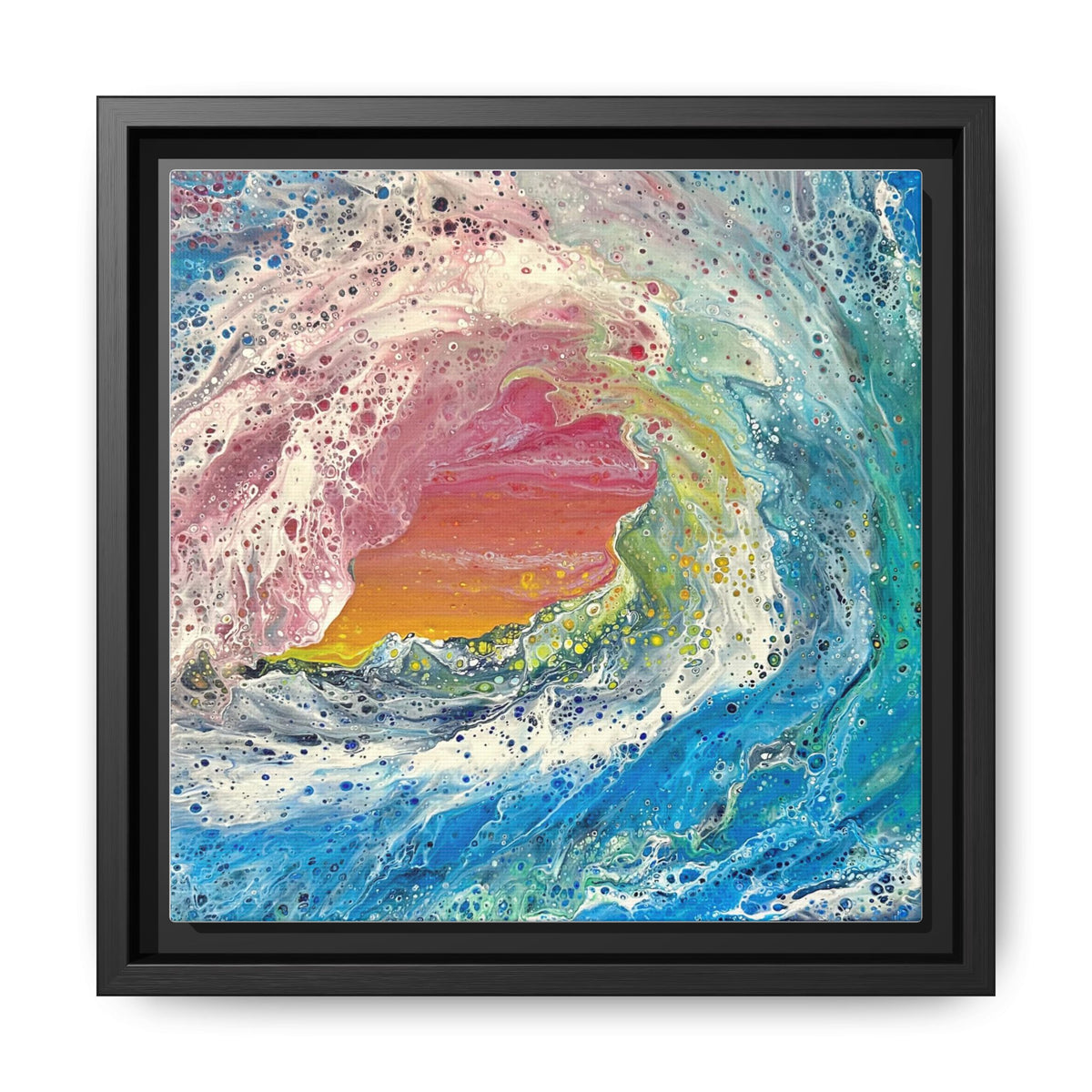 Abstract Ocean Wave Framed Canvas Print — Colorful Coastal Wall Art