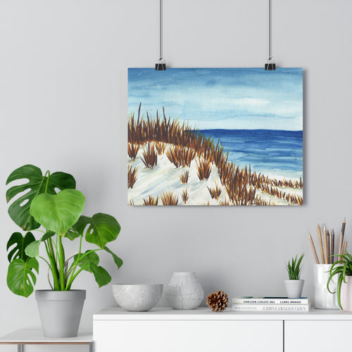 Giclée Art Print — Coastal Dune Watercolor Seascape