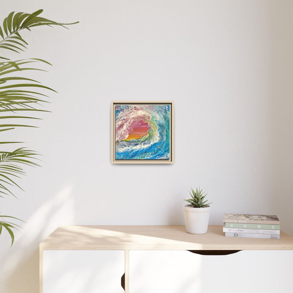 Abstract Ocean Wave Framed Canvas Print — Colorful Coastal Wall Art