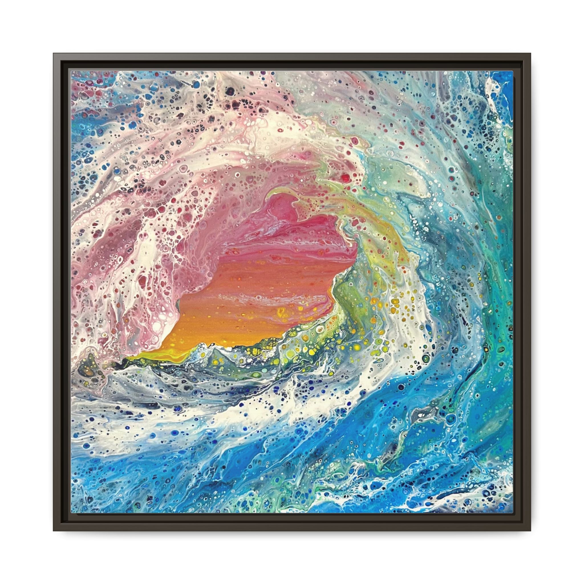 Abstract Ocean Wave Framed Canvas Print — Colorful Coastal Wall Art