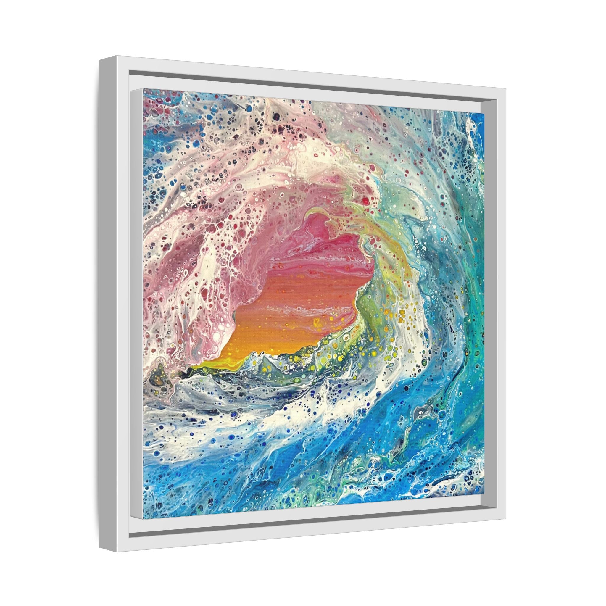 Abstract Ocean Wave Framed Canvas Print — Colorful Coastal Wall Art