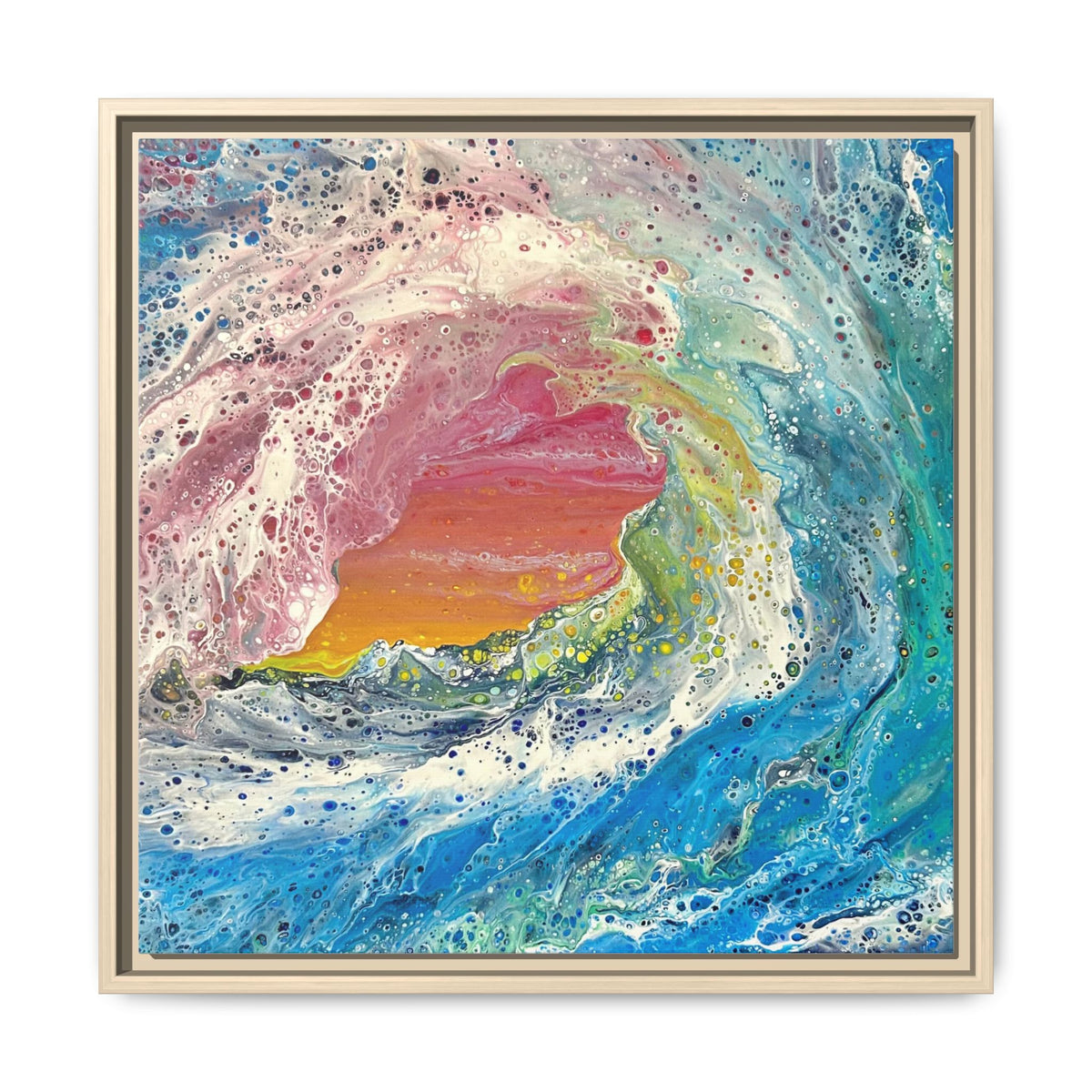 Abstract Ocean Wave Framed Canvas Print — Colorful Coastal Wall Art