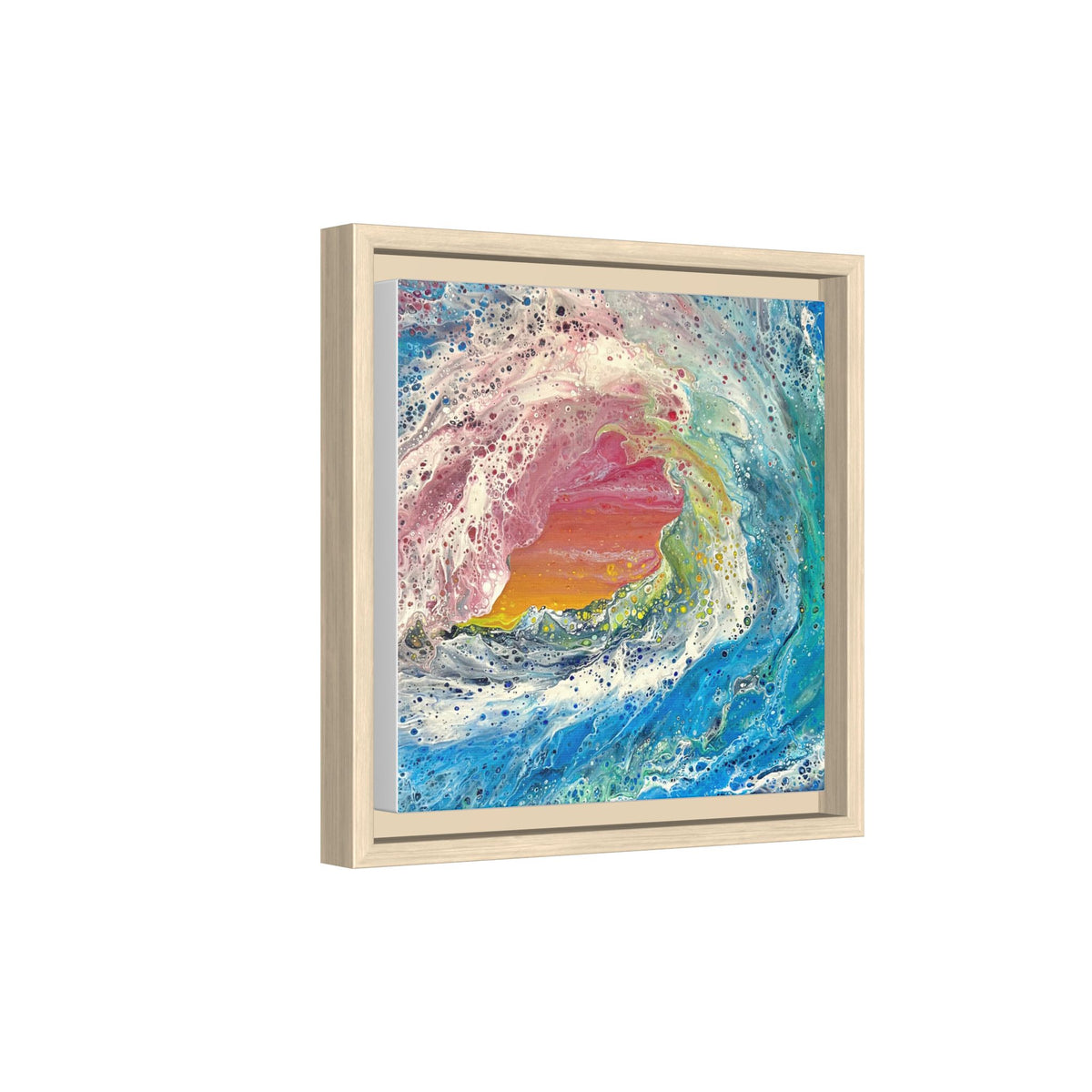 Abstract Ocean Wave Framed Canvas Print — Colorful Coastal Wall Art
