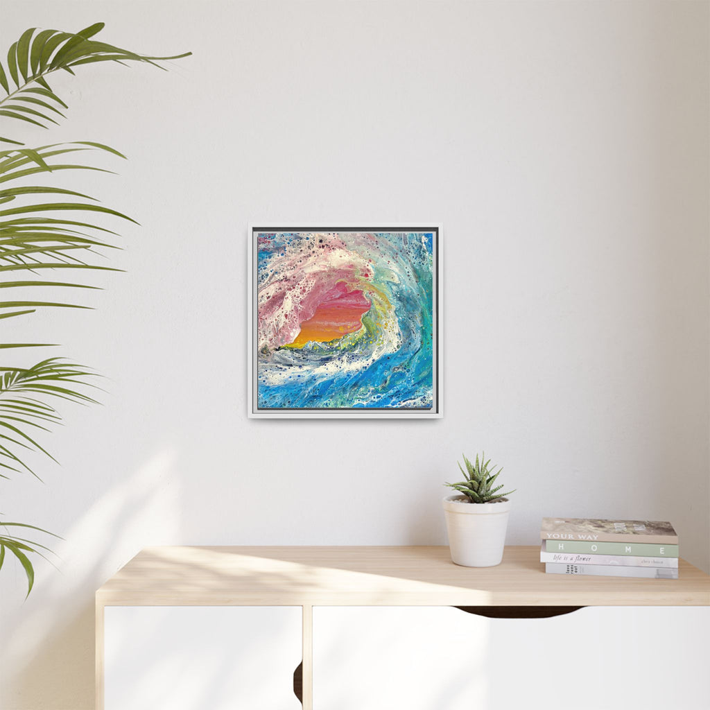 Abstract Ocean Wave Framed Canvas Print — Colorful Coastal Wall Art