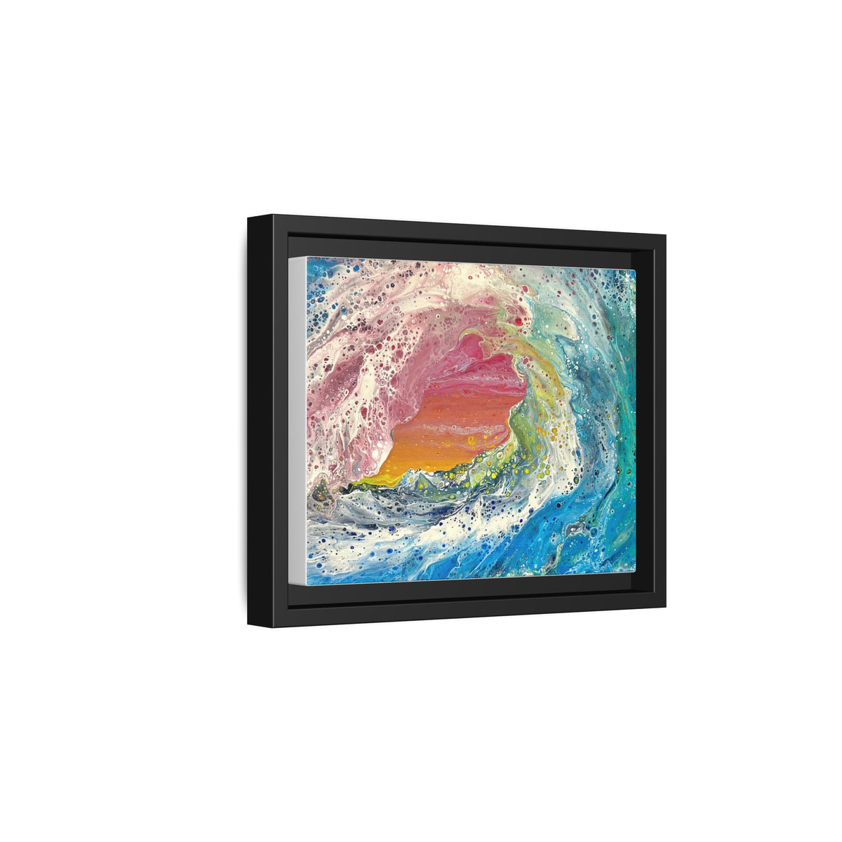 Abstract Ocean Wave Framed Canvas Print — Colorful Coastal Wall Art