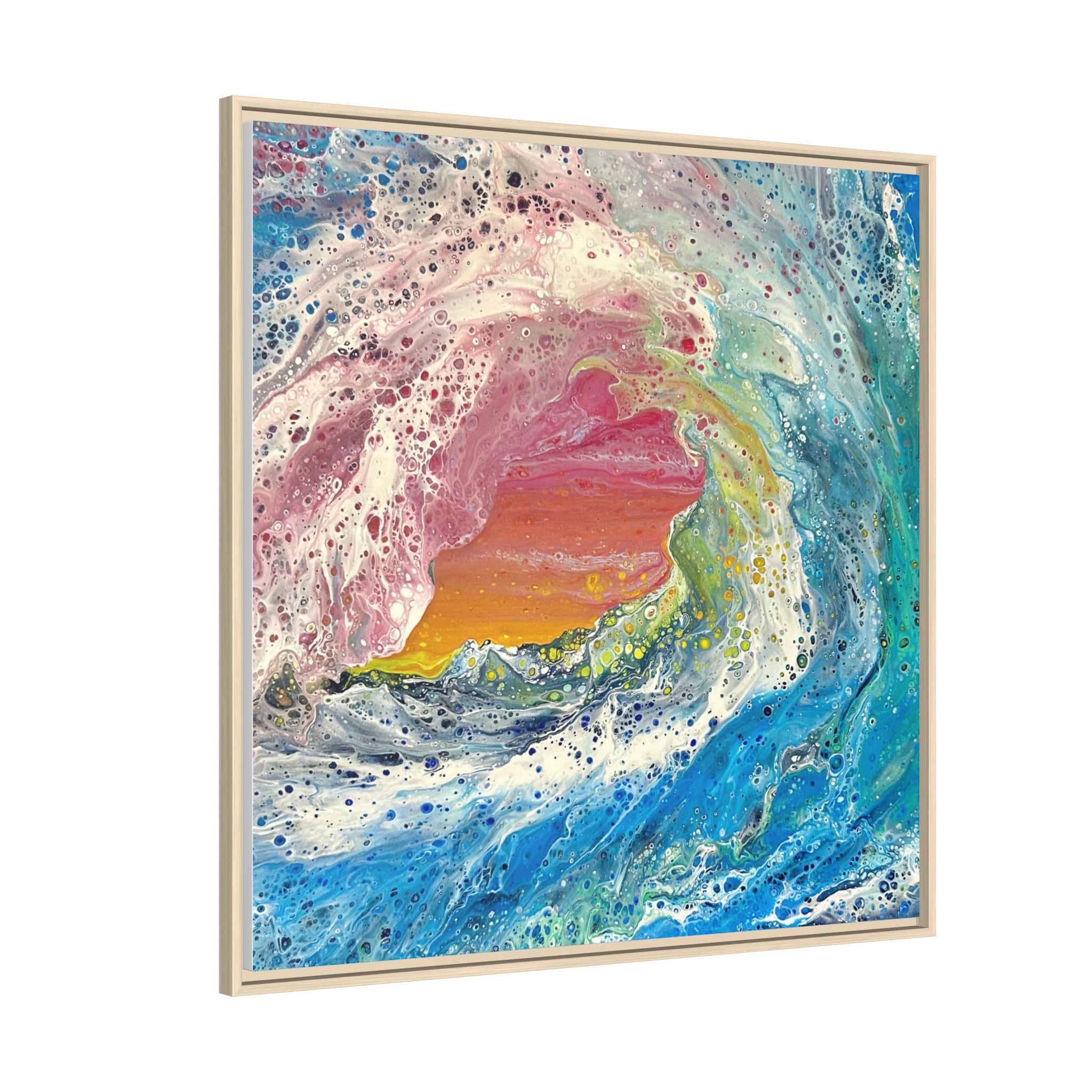 Abstract Ocean Wave Framed Canvas Print — Colorful Coastal Wall Art