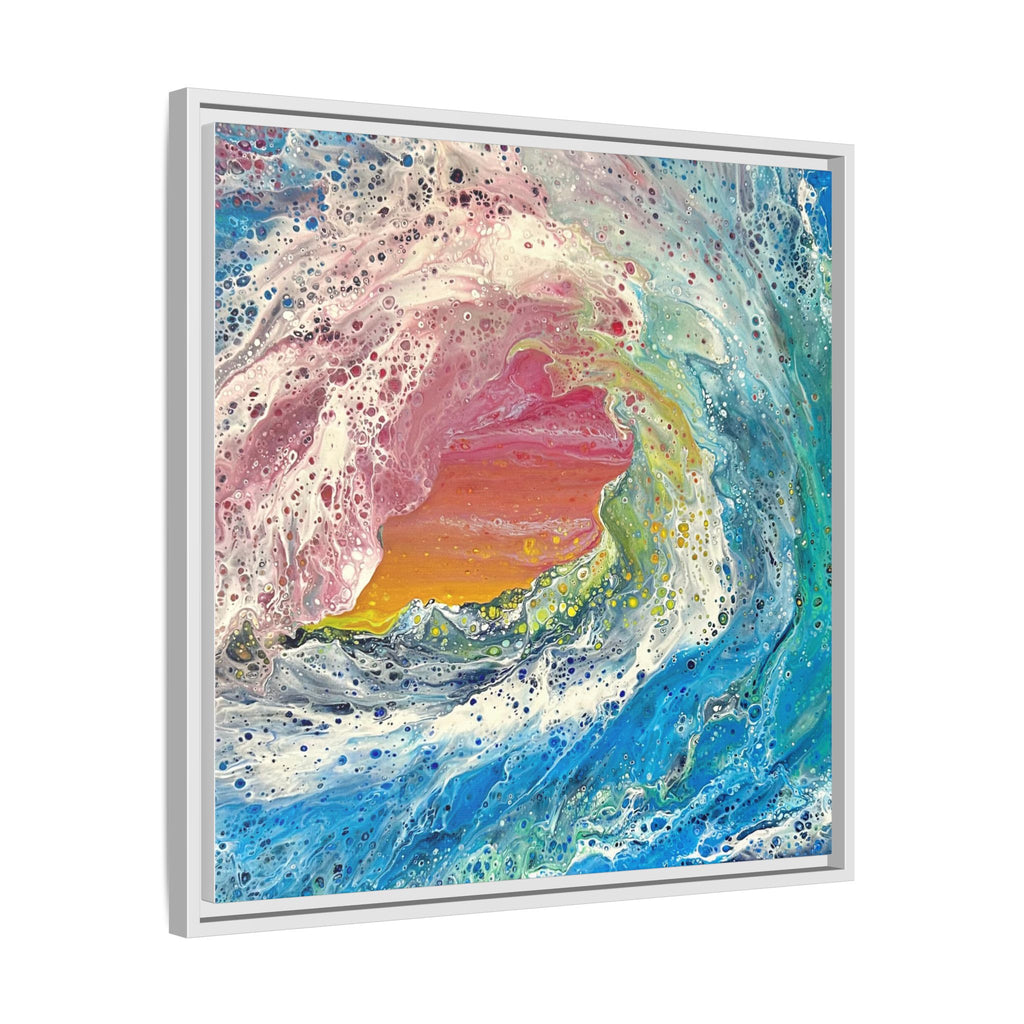 Abstract Ocean Wave Framed Canvas Print — Colorful Coastal Wall Art