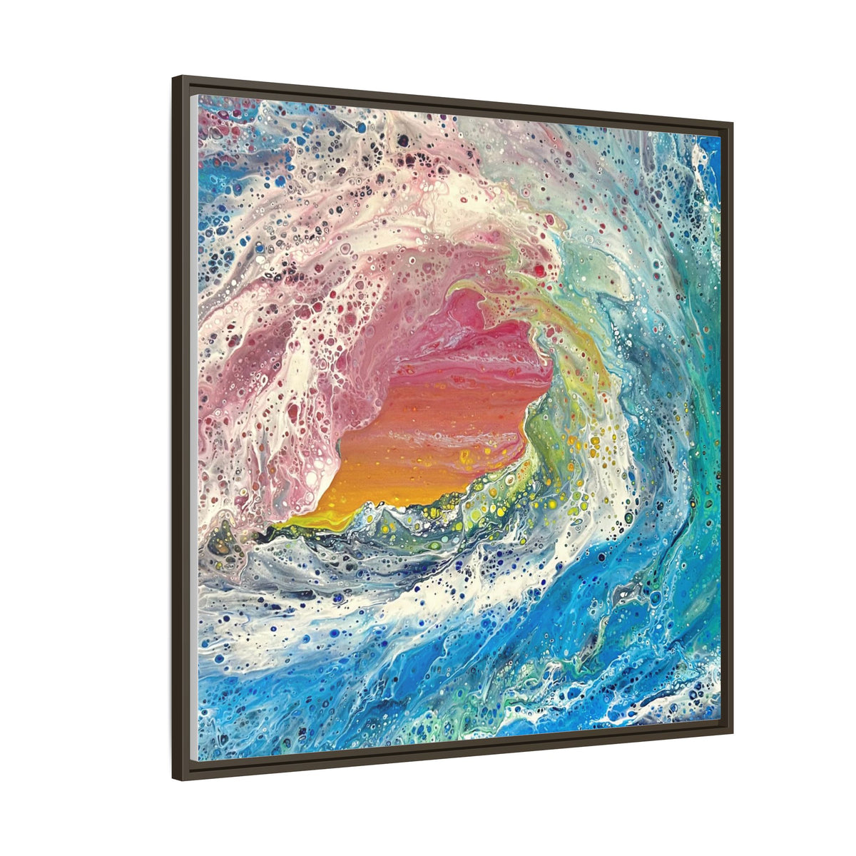 Abstract Ocean Wave Framed Canvas Print — Colorful Coastal Wall Art