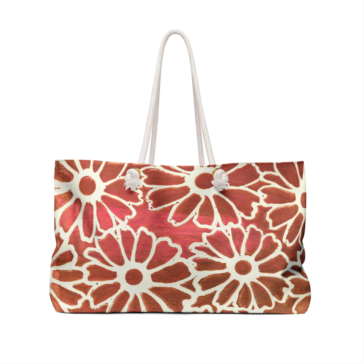 Floral Batik Weekender Bag - Sunburst Daisy Travel Tote