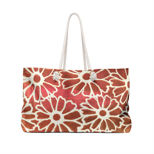Floral Batik Weekender Bag - Sunburst Daisy Travel Tote