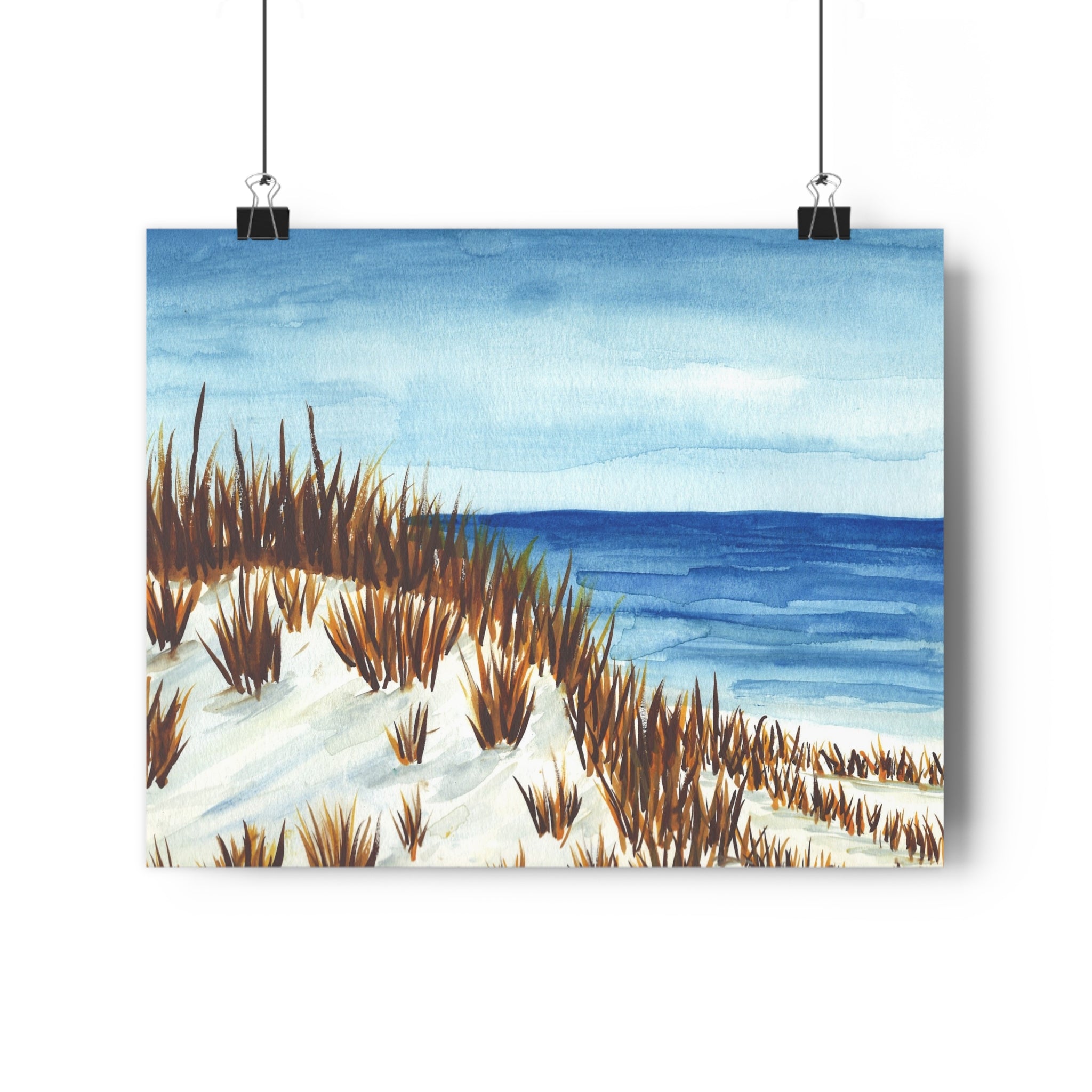 Giclée Art Print — Coastal Dune Watercolor Seascape