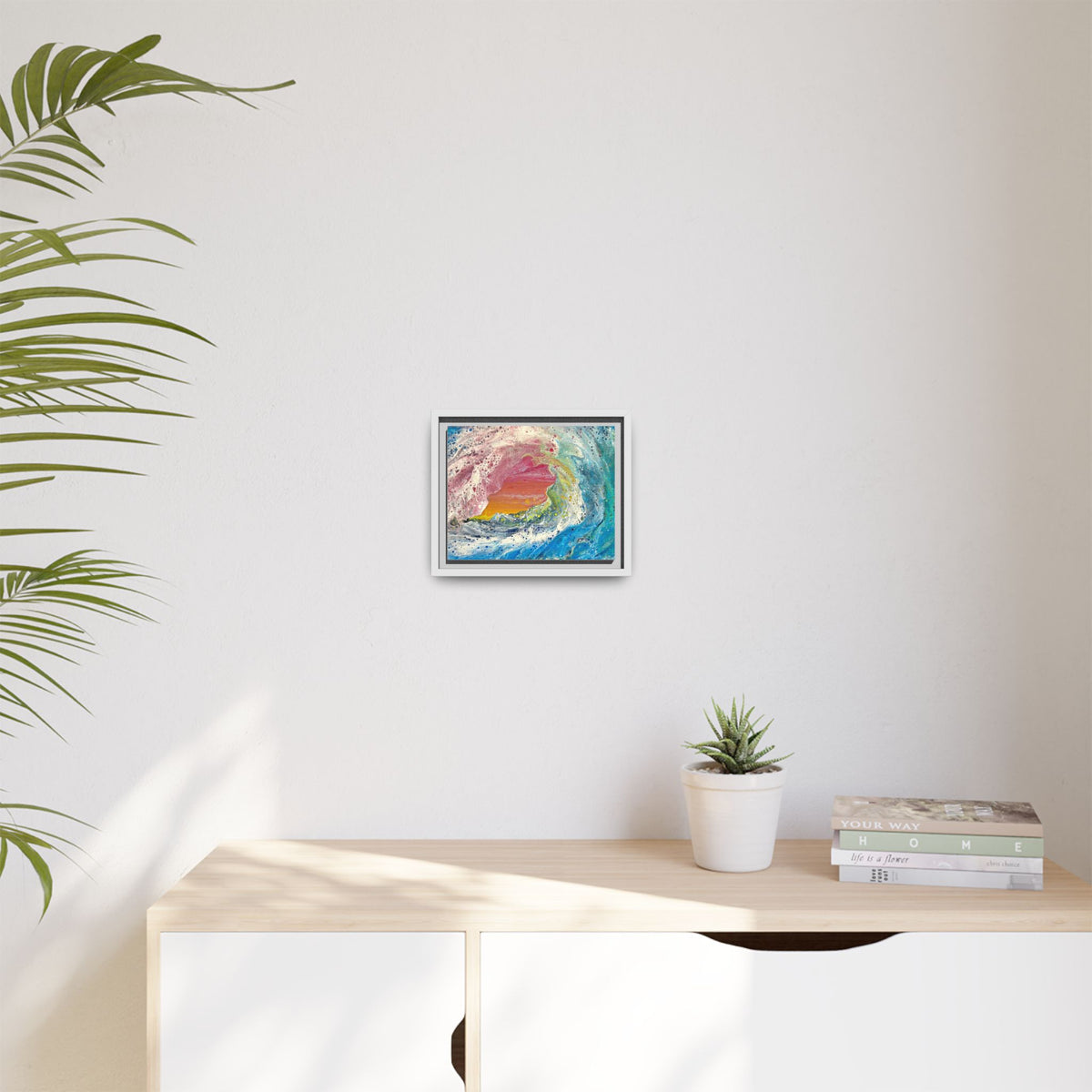 Abstract Ocean Wave Framed Canvas Print — Colorful Coastal Wall Art