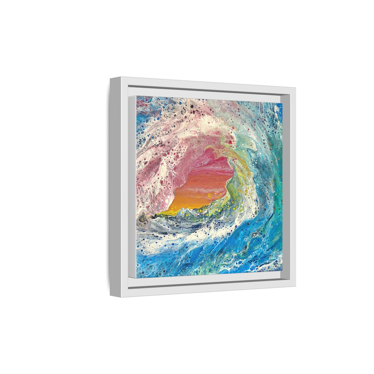 Abstract Ocean Wave Framed Canvas Print — Colorful Coastal Wall Art