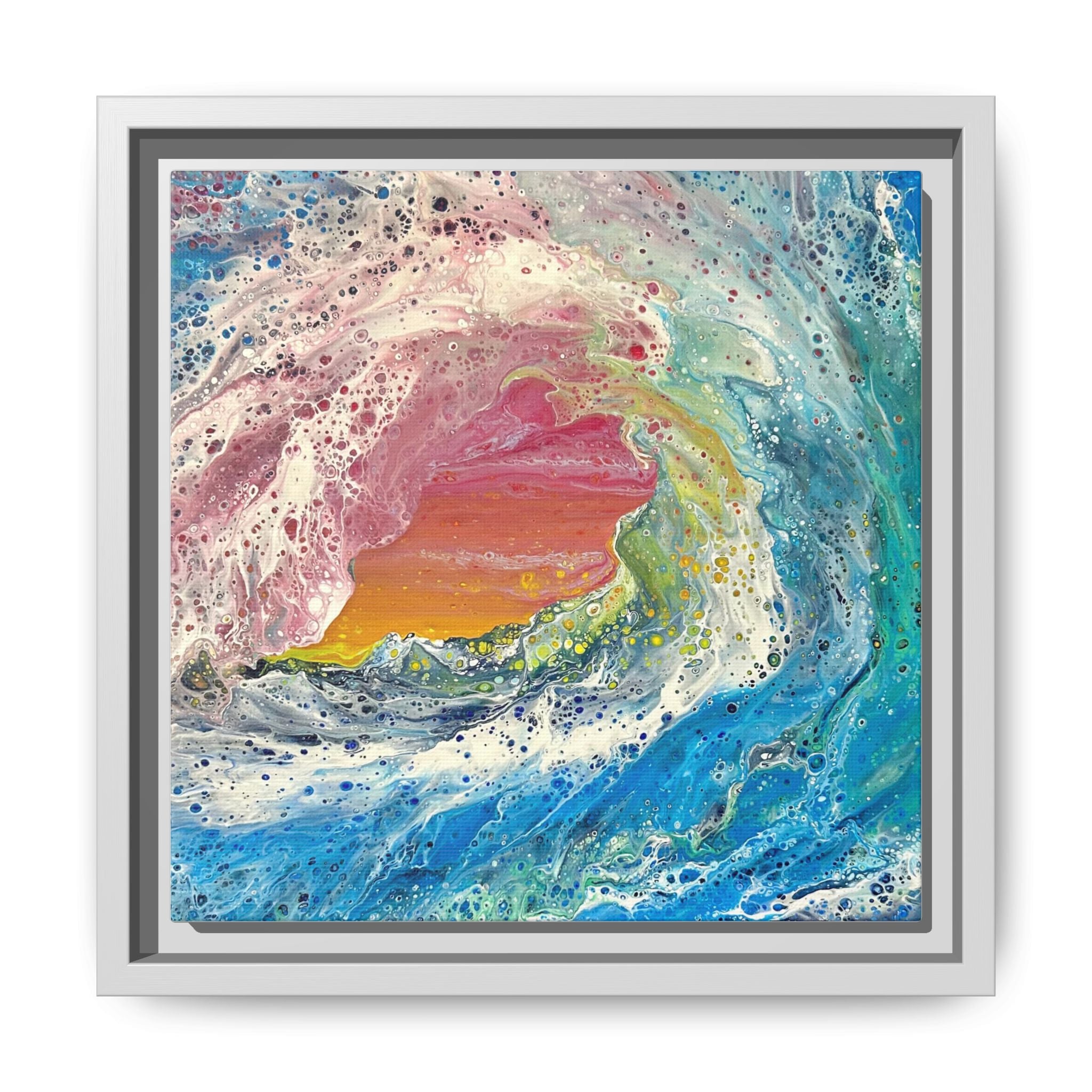 Abstract Ocean Wave Framed Canvas Print — Colorful Coastal Wall Art