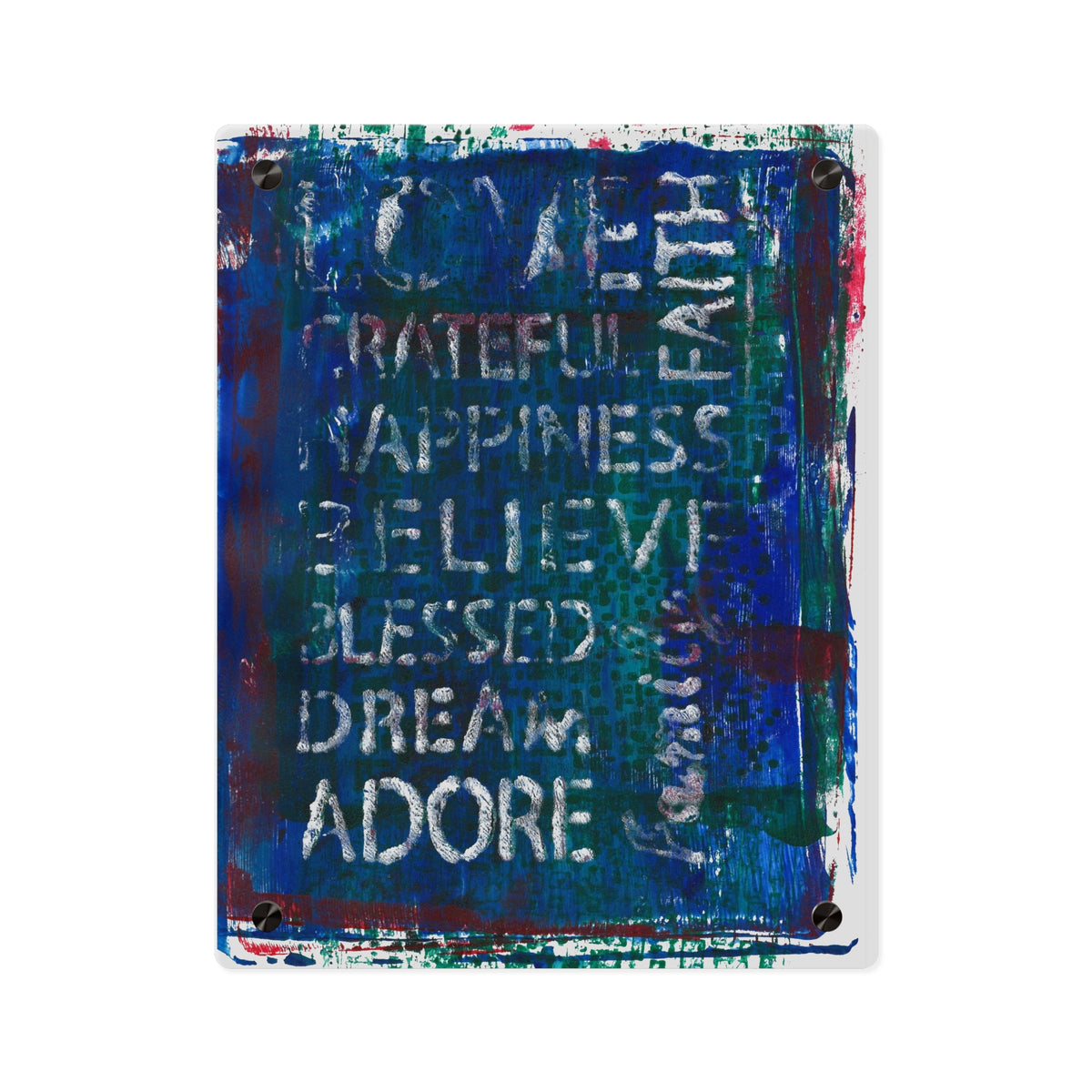 Inspirational Words Acrylic Wall Art Panel — "Grateful, Happiness, Believe" Modern Positive Quote Decor