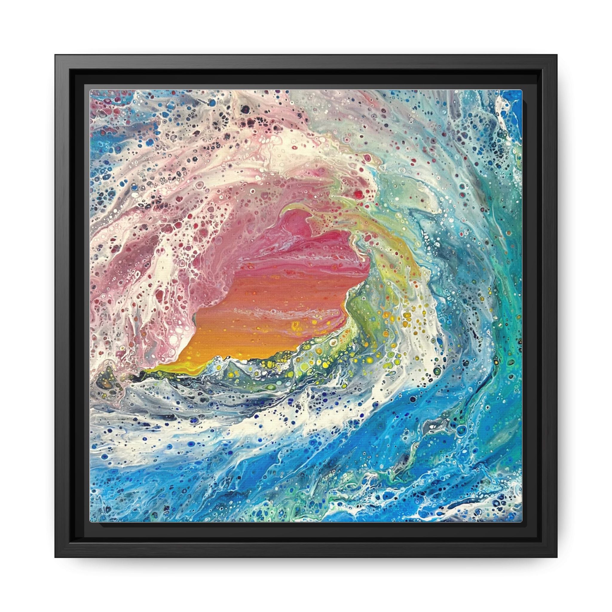 Abstract Ocean Wave Framed Canvas Print — Colorful Coastal Wall Art
