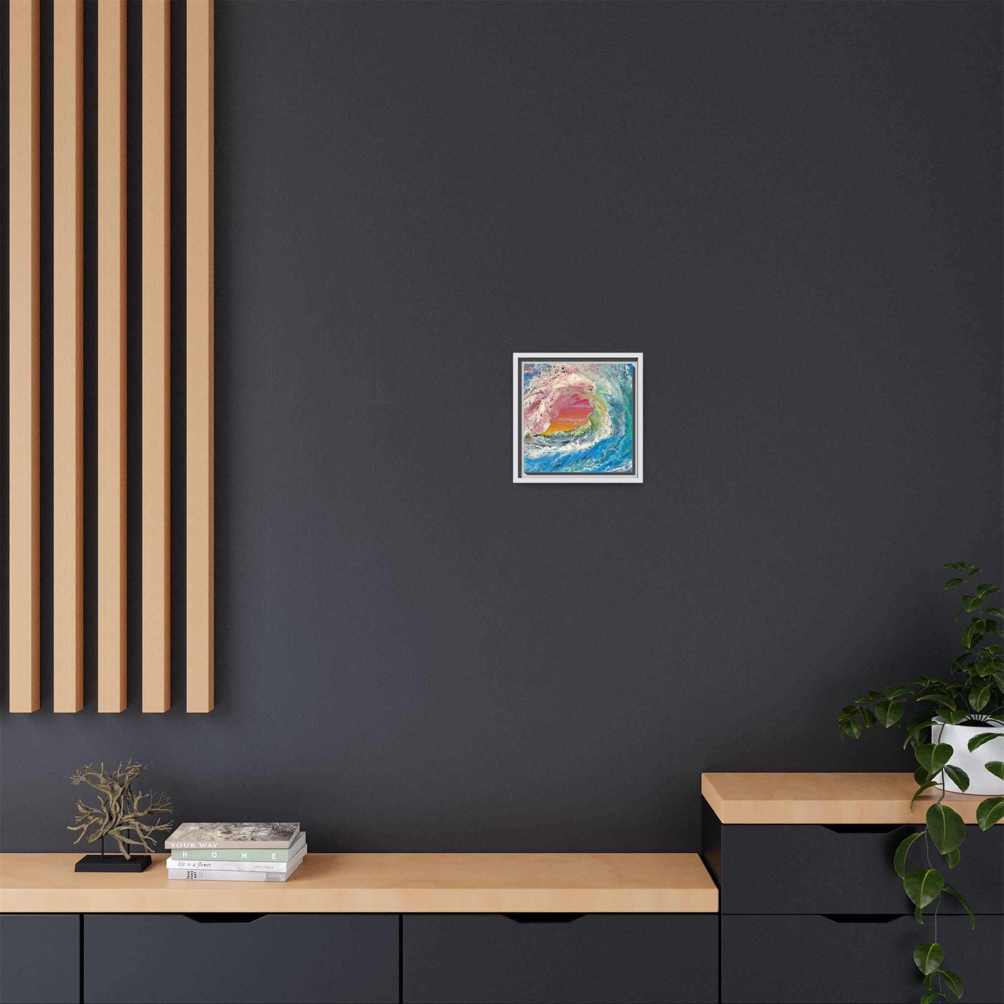 Abstract Ocean Wave Framed Canvas Print — Colorful Coastal Wall Art