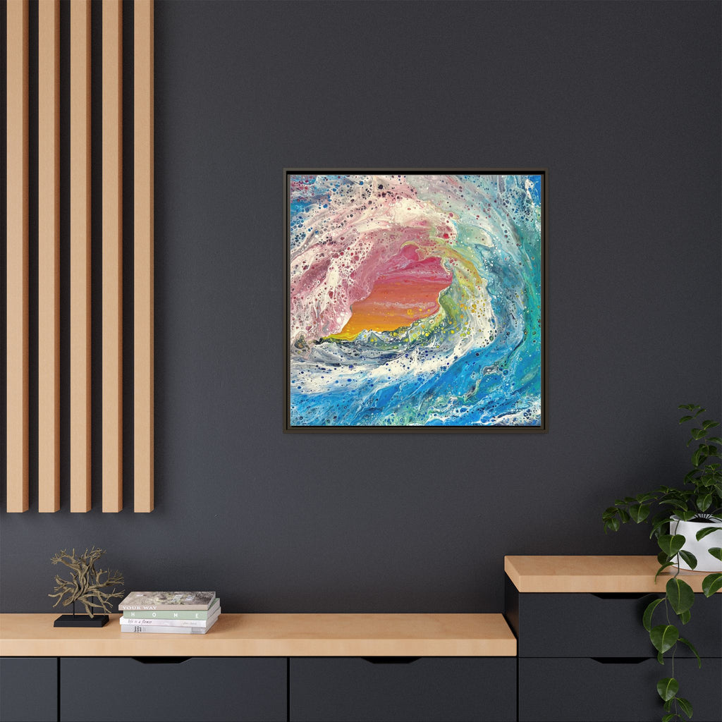 Abstract Ocean Wave Framed Canvas Print — Colorful Coastal Wall Art