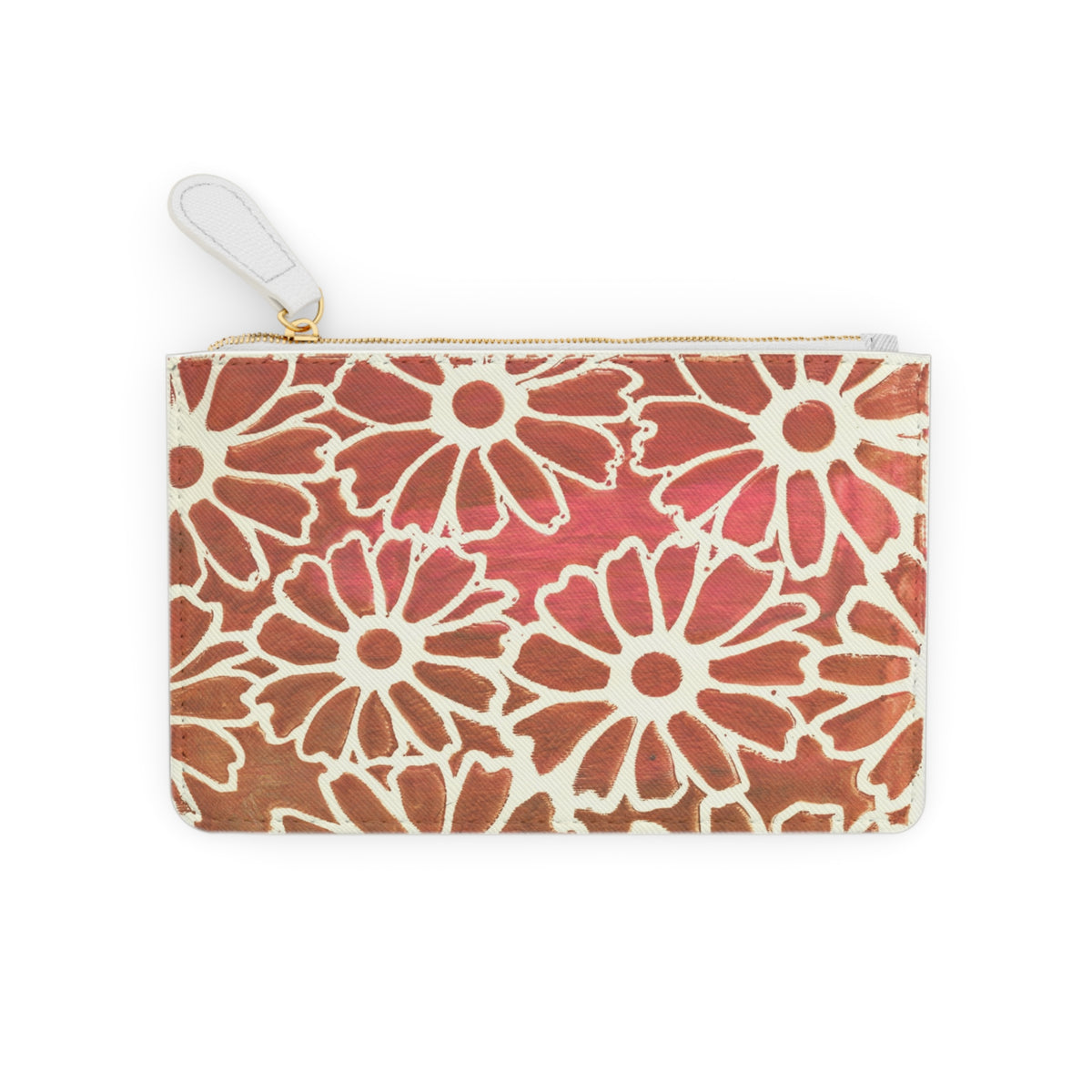 Daisy Pattern Mini Clutch — Floral Zip Pouch for Everyday Essentials