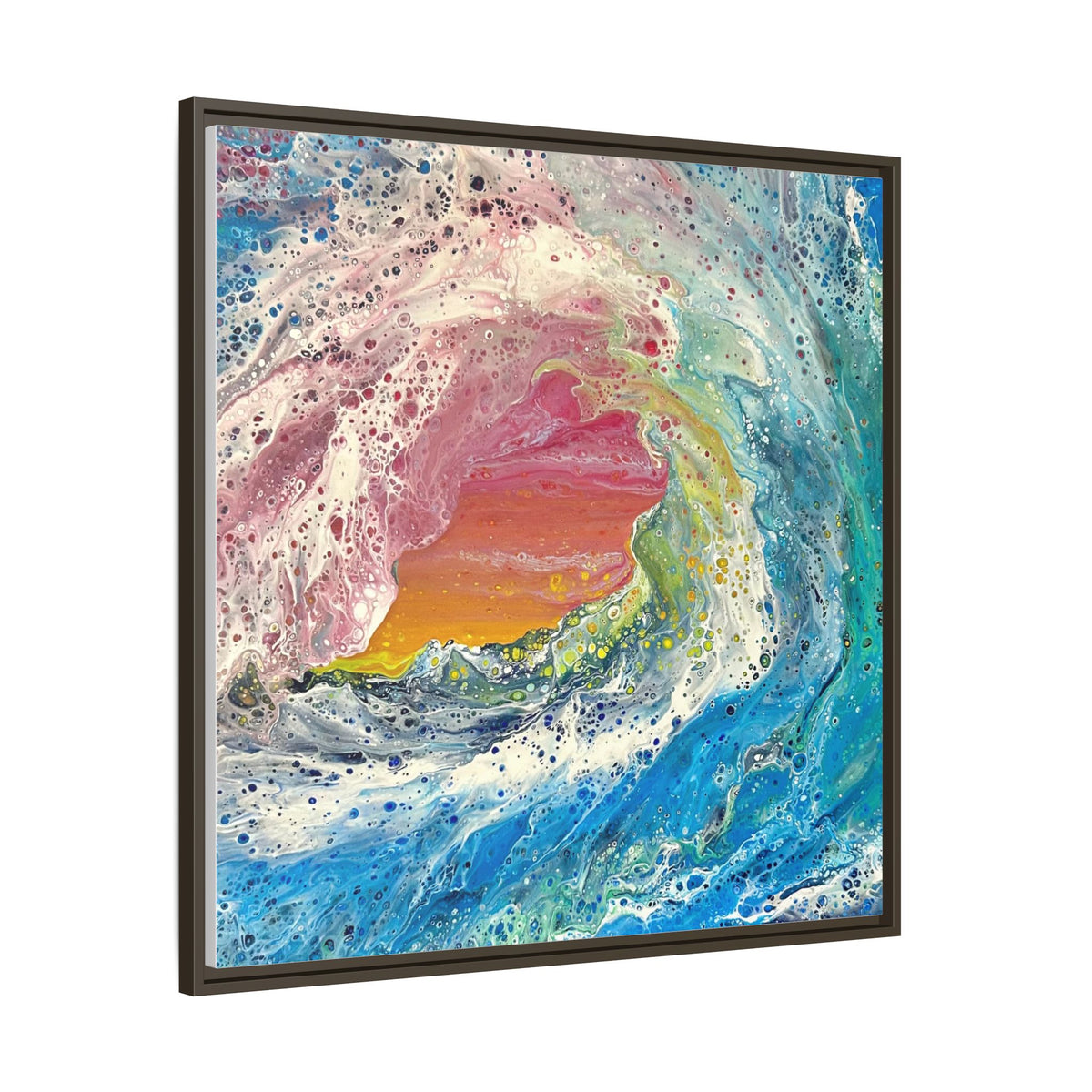 Abstract Ocean Wave Framed Canvas Print — Colorful Coastal Wall Art