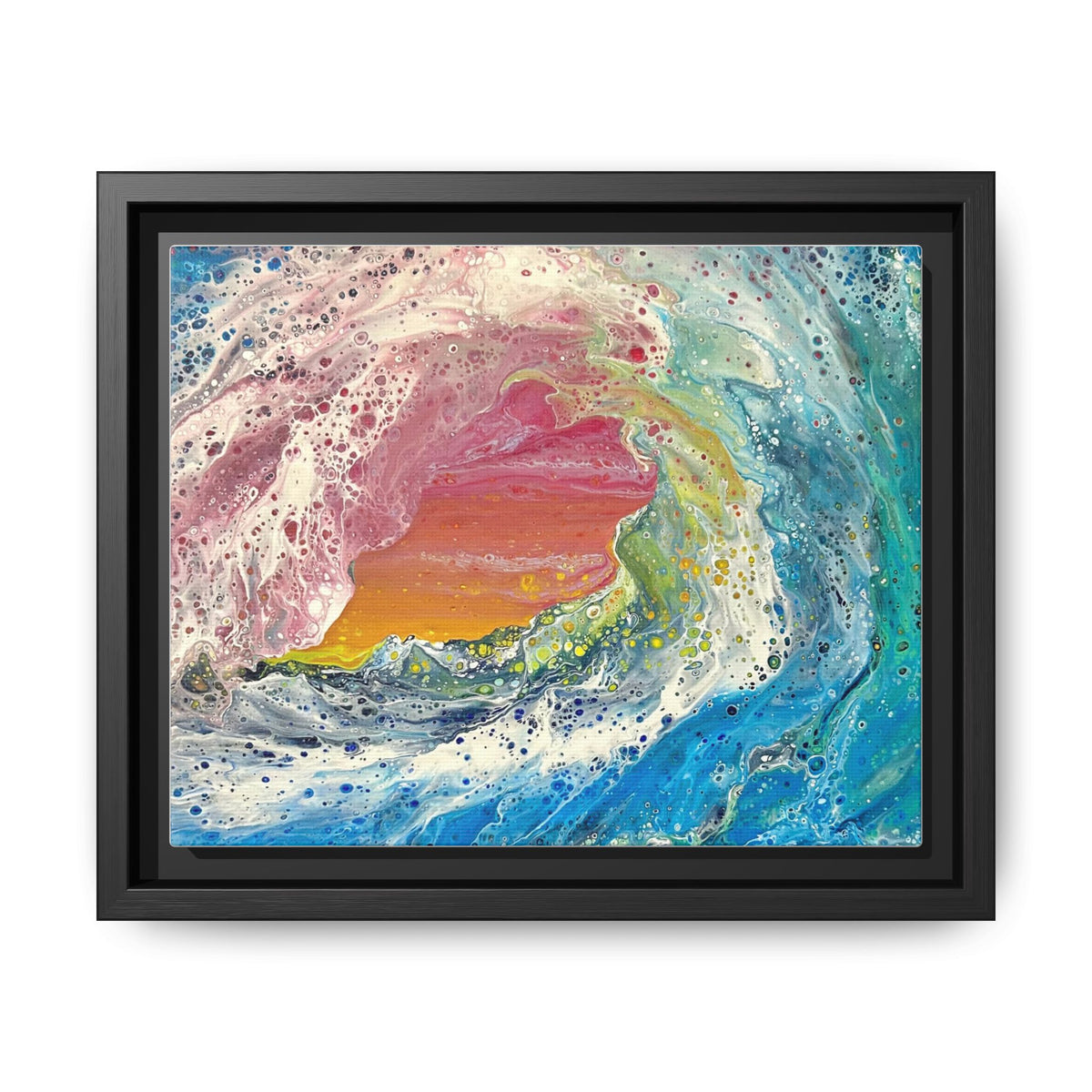 Abstract Ocean Wave Framed Canvas Print — Colorful Coastal Wall Art