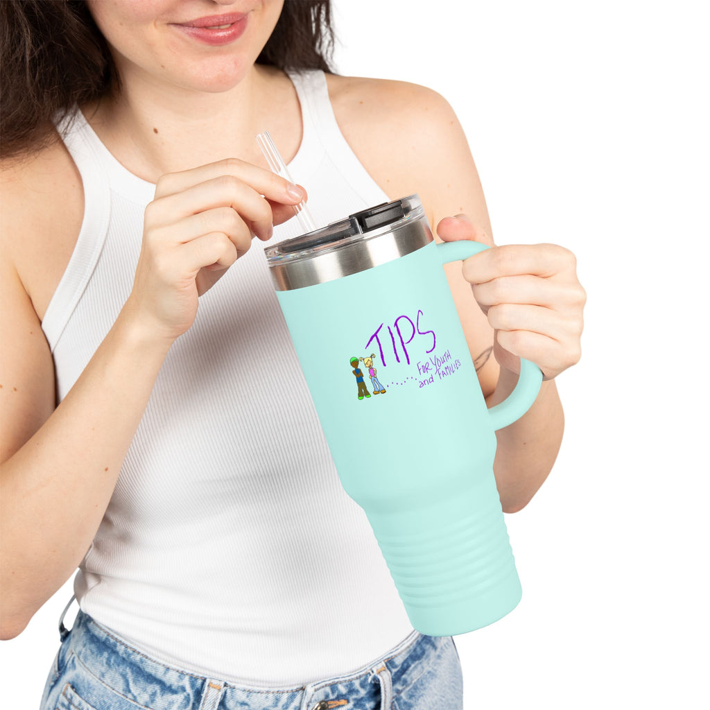 Tips Travel Mug 40oz — Funny Barista & Server Tip Jar Insulated Tumbler
