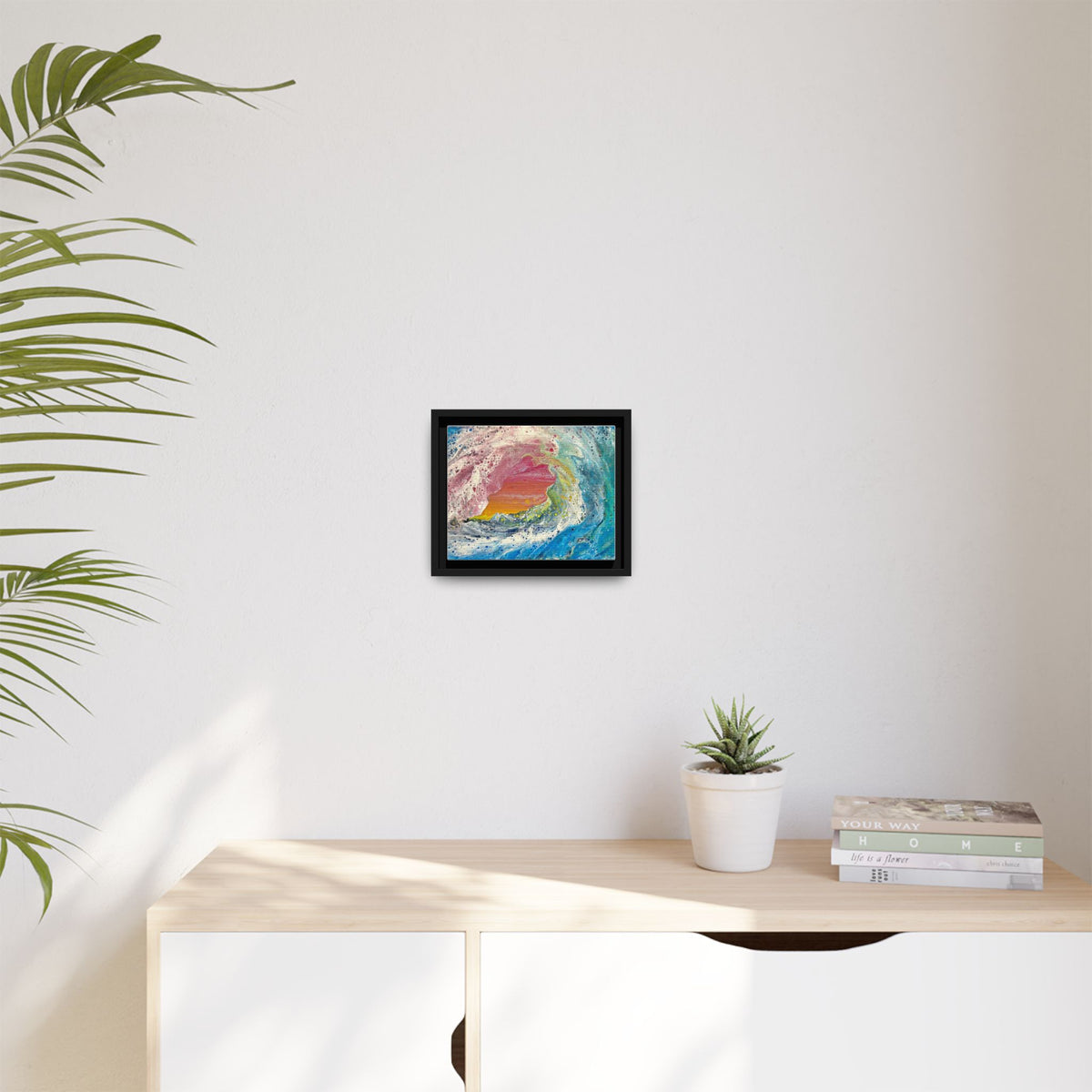 Abstract Ocean Wave Framed Canvas Print — Colorful Coastal Wall Art