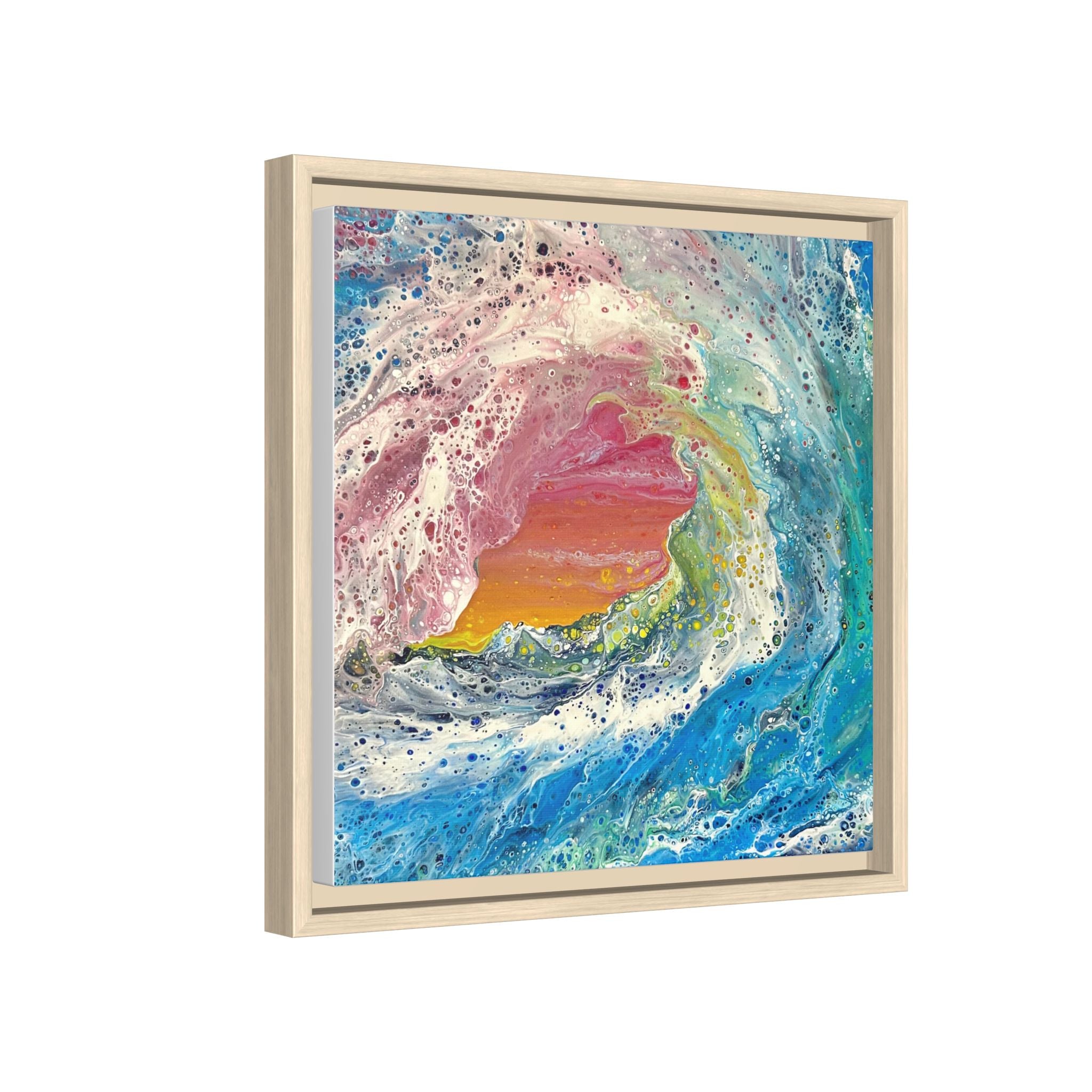 Abstract Ocean Wave Framed Canvas Print — Colorful Coastal Wall Art