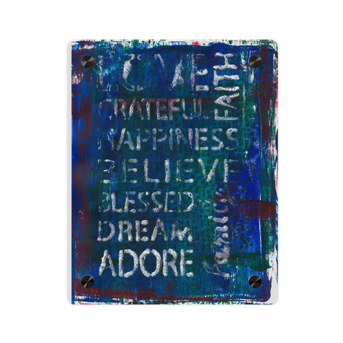 Inspirational Words Acrylic Wall Art Panel — "Grateful, Happiness, Believe" Modern Positive Quote Decor