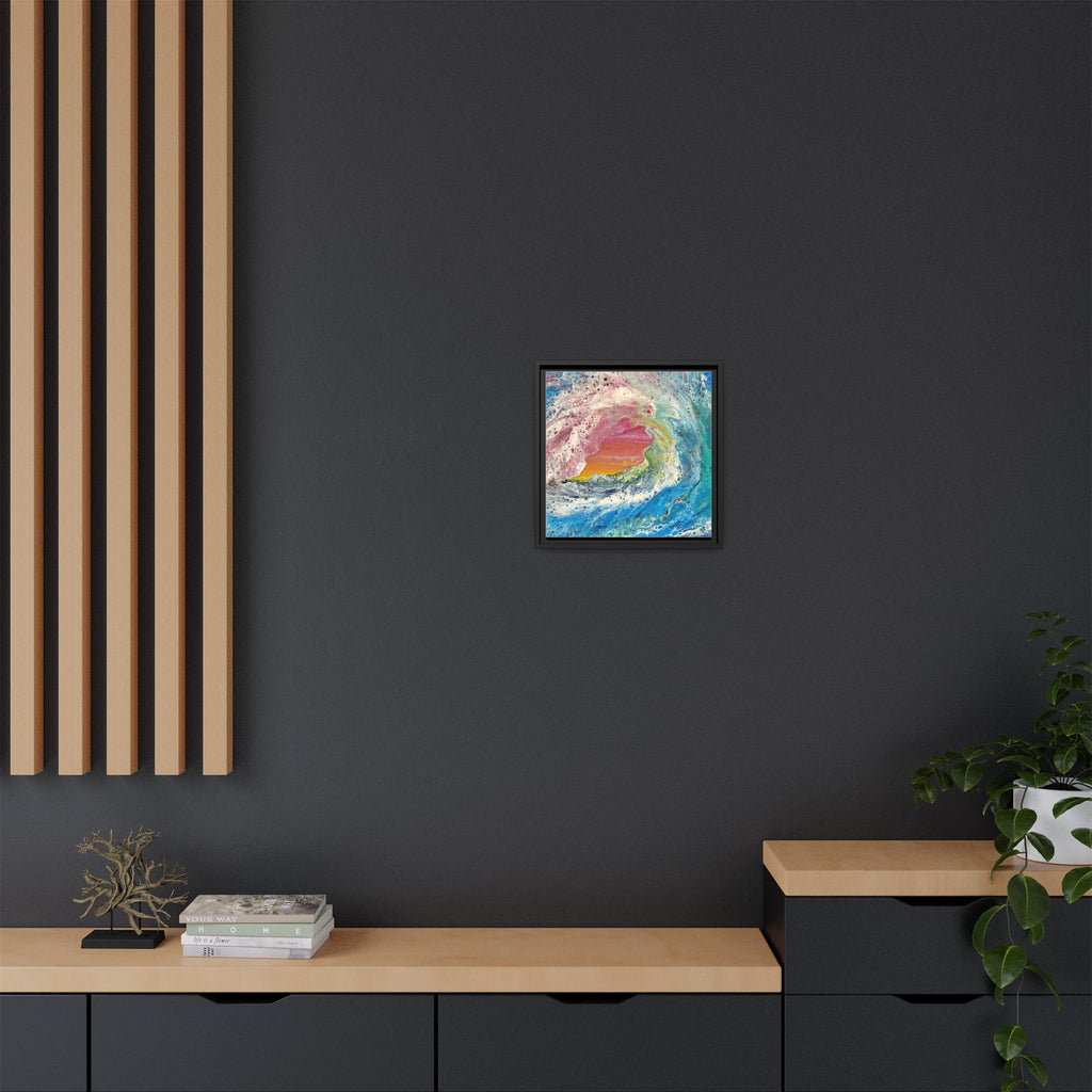 Abstract Ocean Wave Framed Canvas Print — Colorful Coastal Wall Art