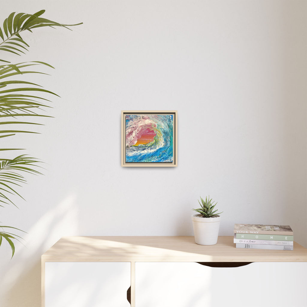 Abstract Ocean Wave Framed Canvas Print — Colorful Coastal Wall Art