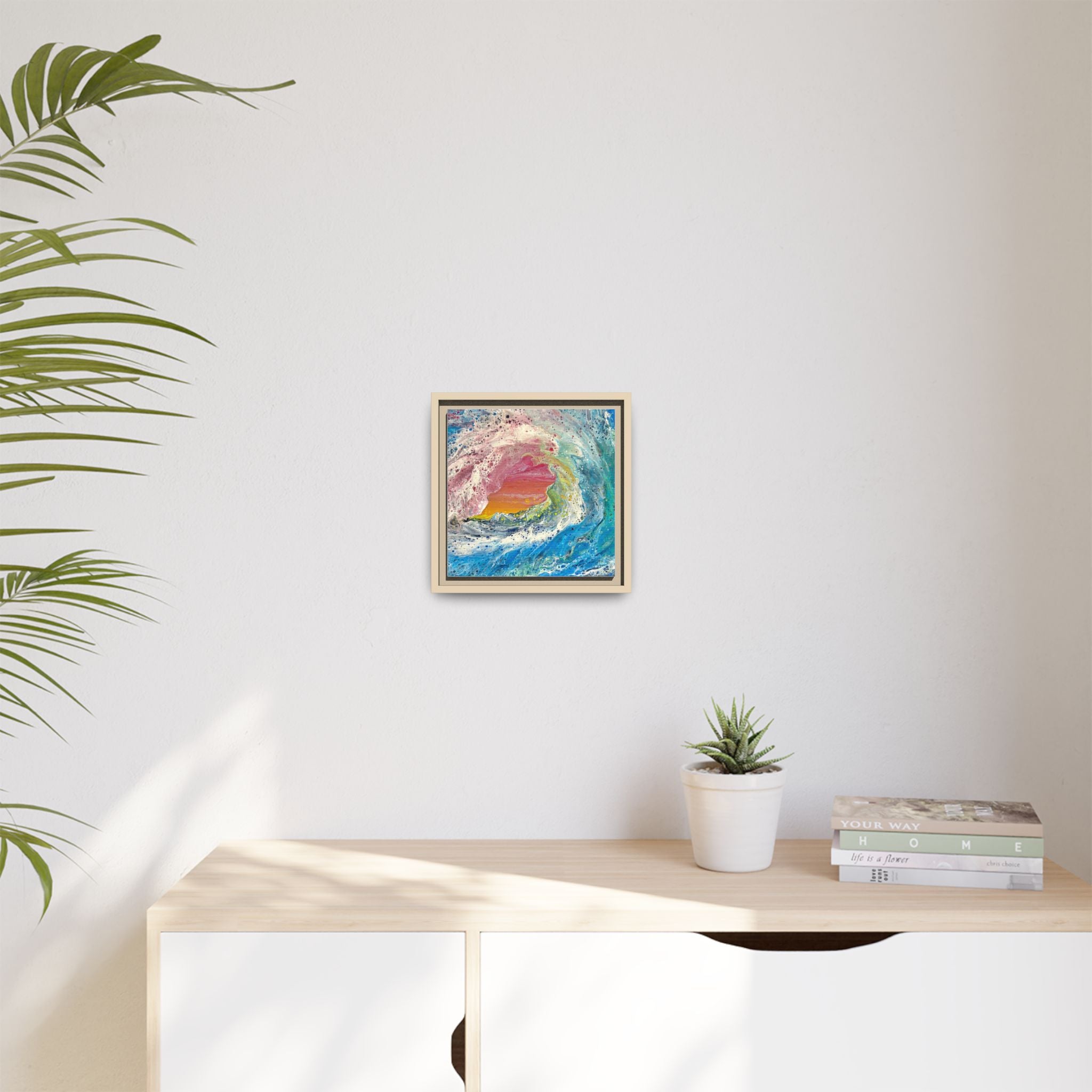 Abstract Ocean Wave Framed Canvas Print — Colorful Coastal Wall Art