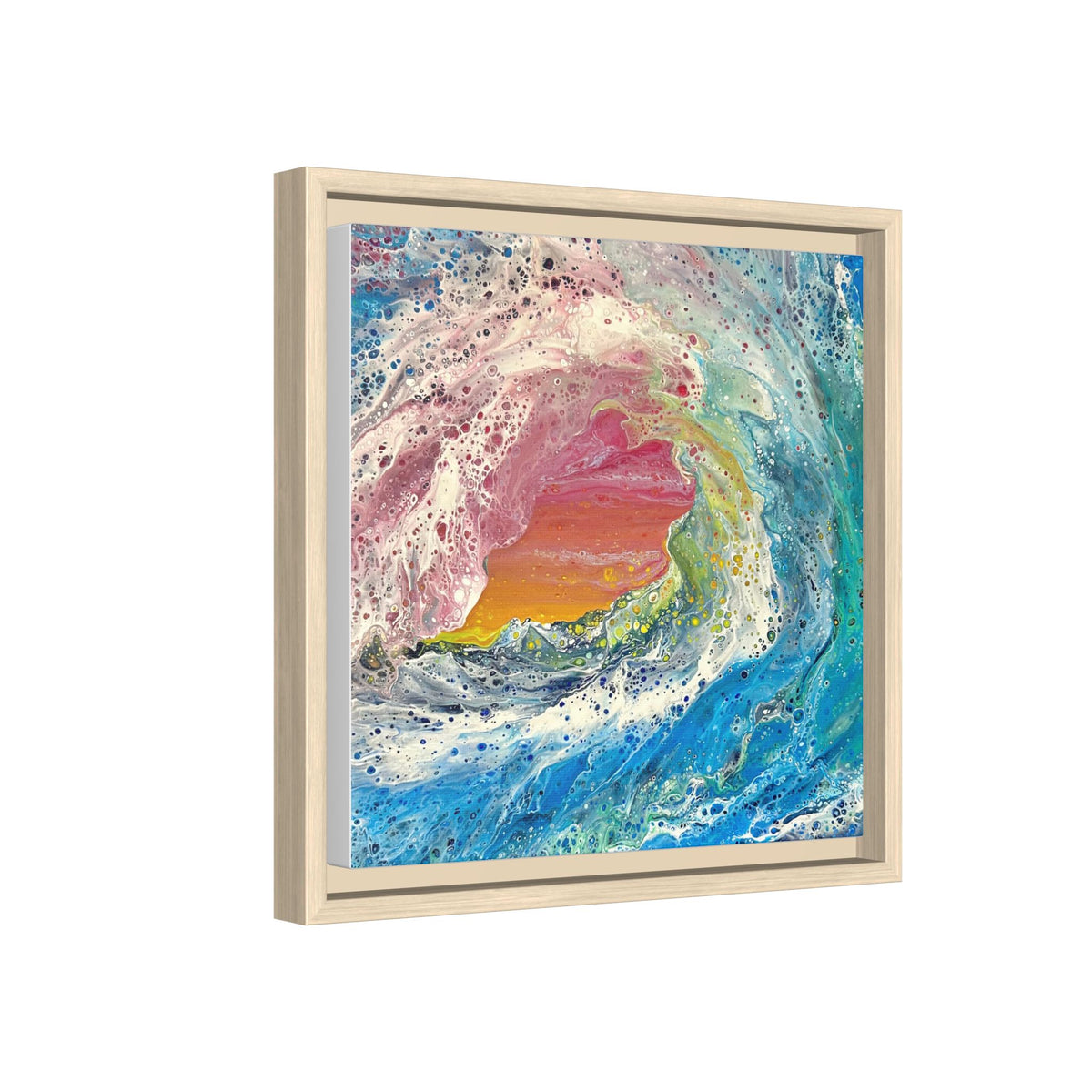 Abstract Ocean Wave Framed Canvas Print — Colorful Coastal Wall Art