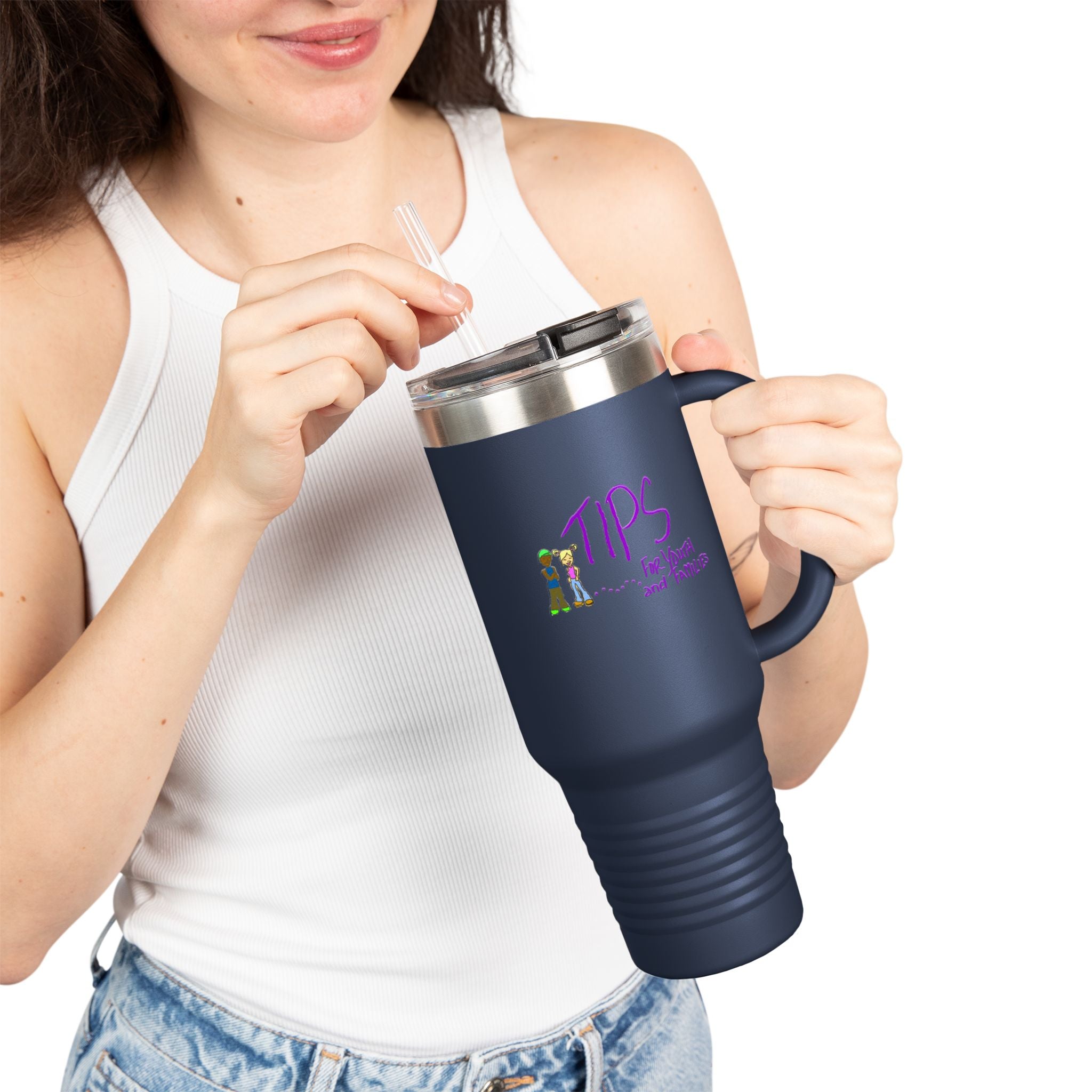 Tips Travel Mug 40oz — Funny Barista & Server Tip Jar Insulated Tumbler