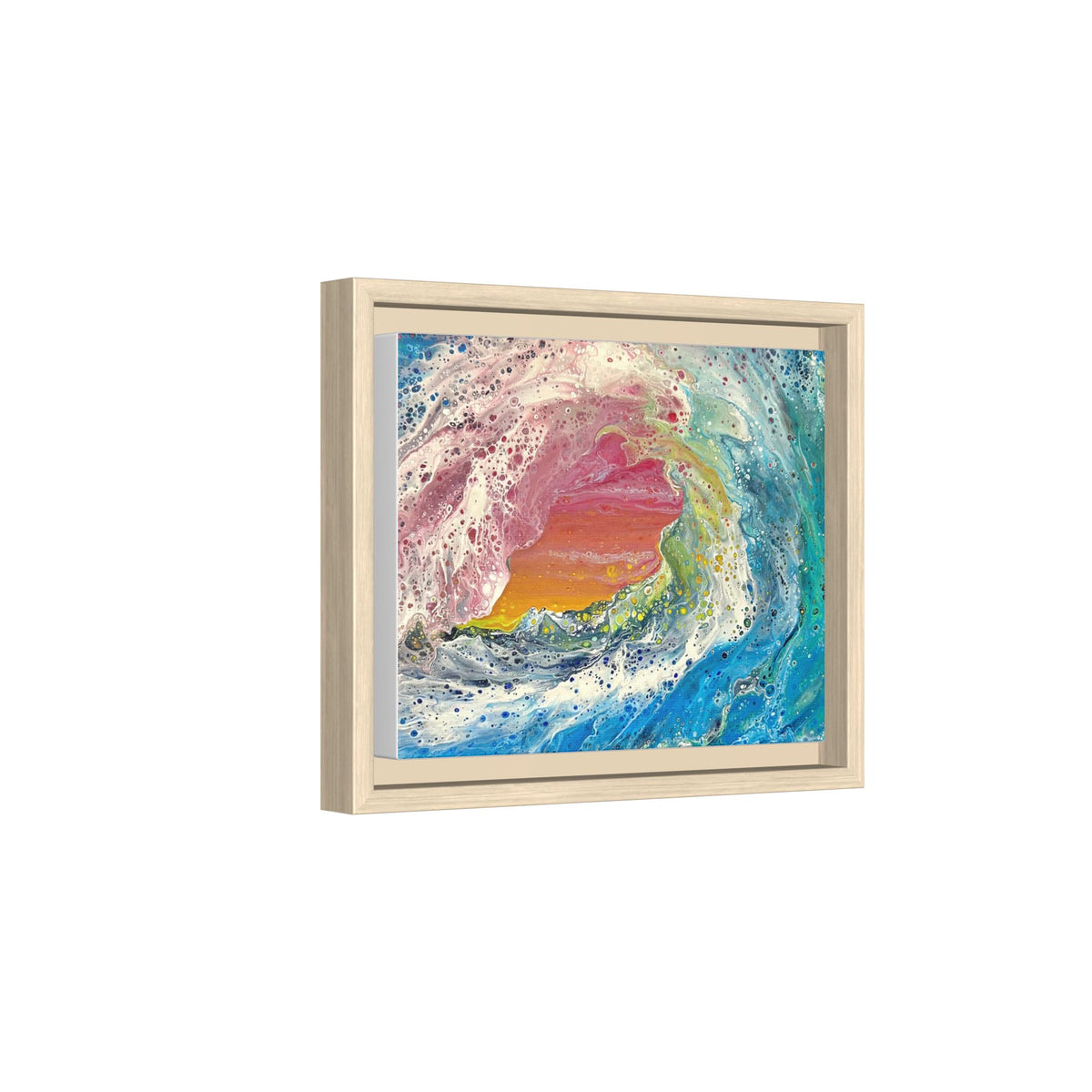 Abstract Ocean Wave Framed Canvas Print — Colorful Coastal Wall Art