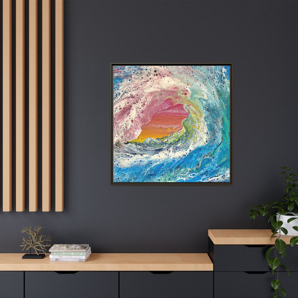Abstract Ocean Wave Framed Canvas Print — Colorful Coastal Wall Art